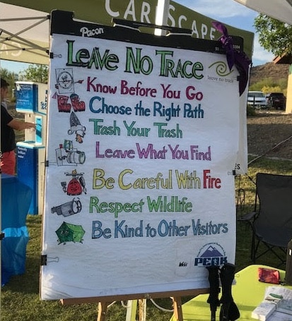 Leave No Trace educational display at Peoria PlanetPalooza.